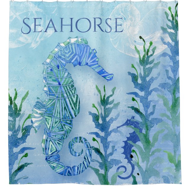 Modern Seahorse Geometric Pattern Beach Sea Ocean (Front)
