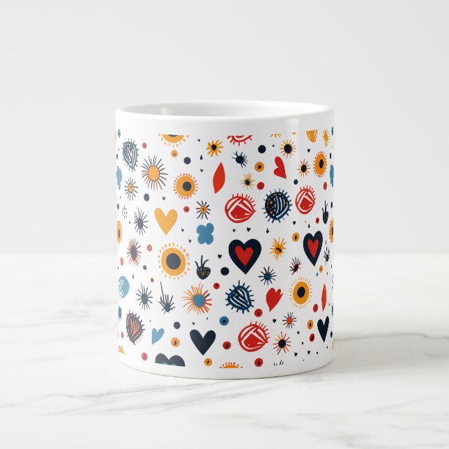 Modern Seamless Batik Pattern Large Coffee Mug (Front)