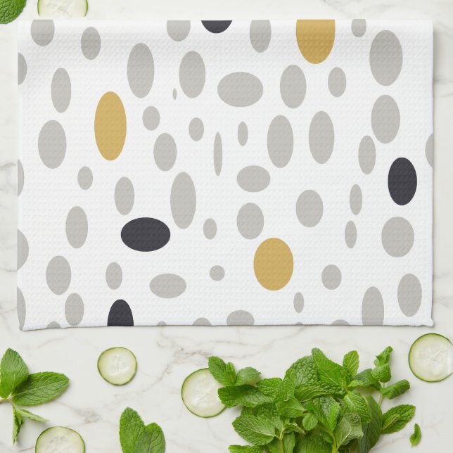 Modern Seamless Doodle Spots Pattern Kitchen Towel (Folded)