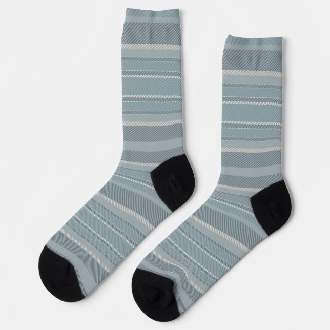 Modern seamless dusty blue striped pattern socks (Left)