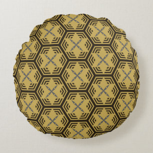 Modern seamless pattern,  gold colour. Geometric B Round Pillow
