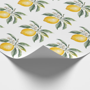 Modern Seamless Pattern Watercolor Yellow Lemon Wrapping Paper