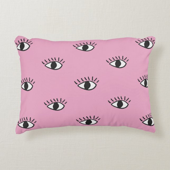 Modern seamless pattern with hand drawn eyes on pi accent pillow (Front)