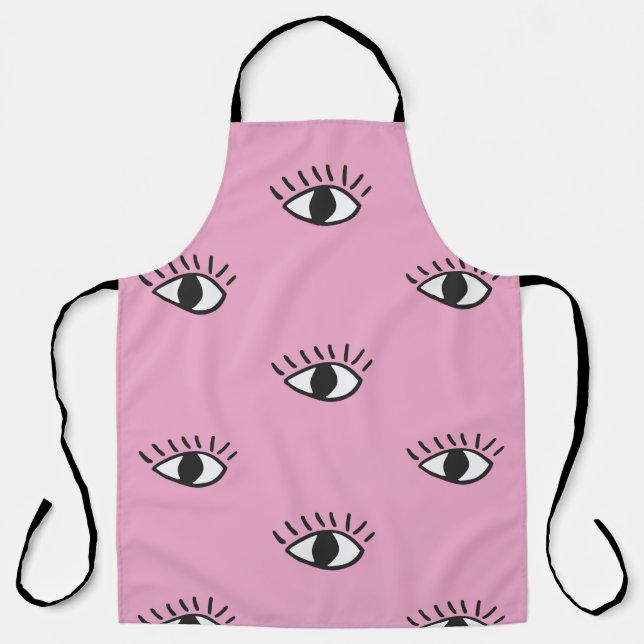 Modern seamless pattern with hand drawn eyes on pi apron (Front)