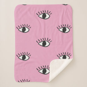 Modern seamless pattern with hand drawn eyes on pi sherpa blanket