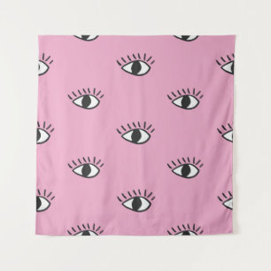 Modern seamless pattern with hand drawn eyes on pi tapestry