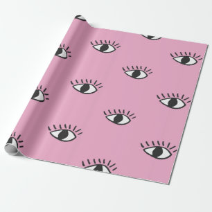 Modern seamless pattern with hand drawn eyes on pi wrapping paper