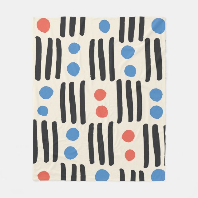 Modern seamless pattern with stripes and dots in b fleece blanket (Front)