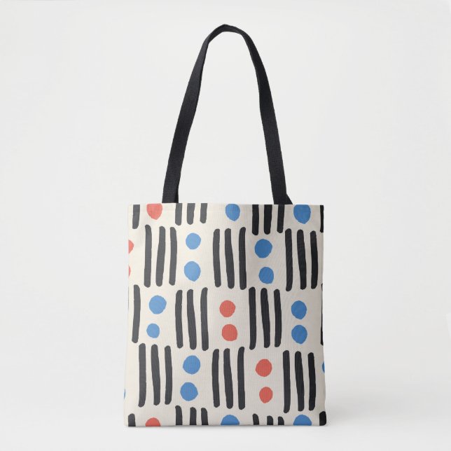 Modern seamless pattern with stripes and dots in b tote bag (Front)