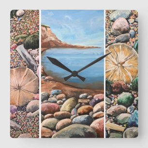 MODERN SEASCAPE ART  SQUARE WALL CLOCK