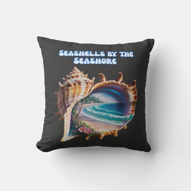 Modern Seashells  by the Seashore  Throw Pillow (Front)