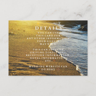 Modern Seashore Beach Sand Wedding Information Enclosure Card