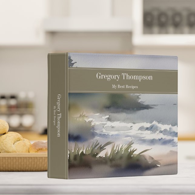Modern Seashore Watercolor Family Recipes Binder (Creator Uploaded)