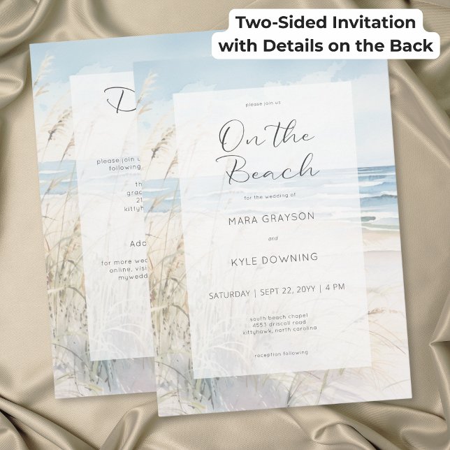 Modern Seaside On the Beach Wedding Two Sided Invitation (Modern Seaside On the Beach Wedding Two Sided Invitation)