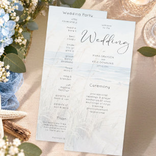 Modern Seaside Watercolor Beach Wedding Program