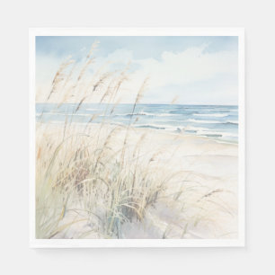 Modern Seaside Watercolor Bridal Shower Napkin