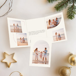 Modern Season of Joy Family Photo Christmas Tri-Fold Holiday Card