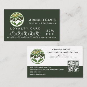 Modern seasonal lawn care and landscaping Loyalty  Business Card