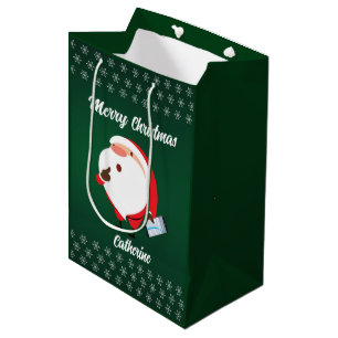 Modern Seasonal Santa Claus Merry Christmas  Medium Gift Bag