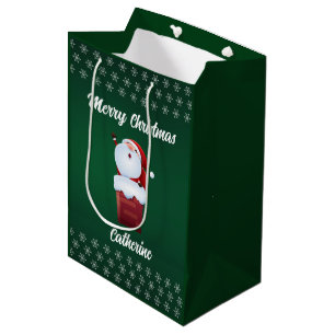 Modern Seasonal Santa Claus Merry Christmas  Medium Gift Bag