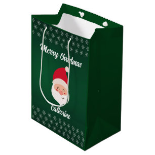 Modern Seasonal Santa Claus Merry Christmas Medium Gift Bag
