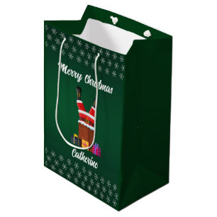 Modern Seasonal Santa Claus Merry Christmas Medium Gift Bag
