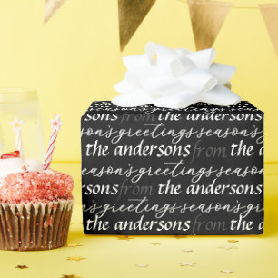 Modern Season's Greetings Pattern Family Wrapping Paper