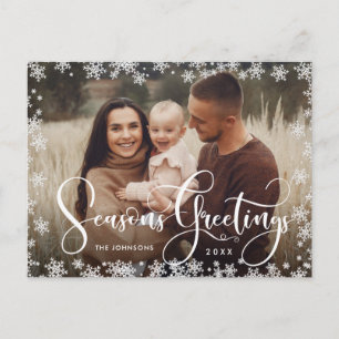 Modern Seasons Greetings PHOTO Christmas Holiday Postcard