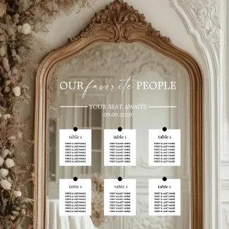 Modern Seating Chart Wedding Mirror Decal