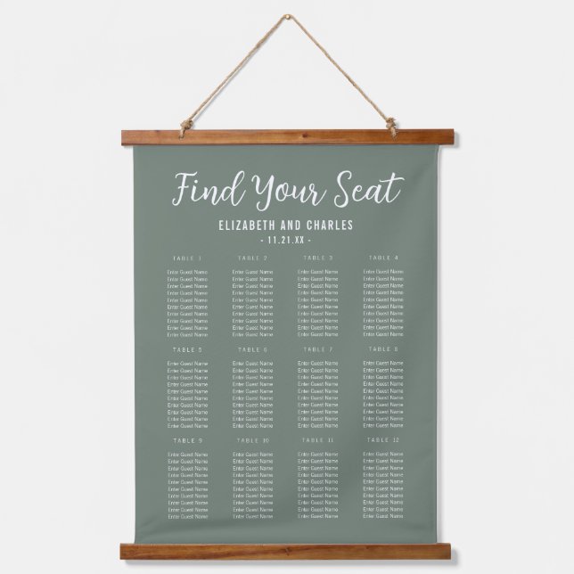 Modern Seating Chart Wood Topped Wall Tapestry (Front)