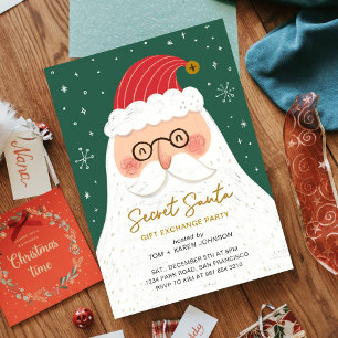 Modern Secret Santa Gift Exchange Red & Green Invitation