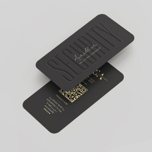 Modern Security Monogram Black Business Card