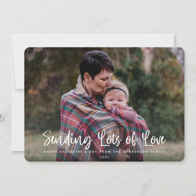 Modern Sending Lots of Love Valentine's Photo Holiday Card (Front)