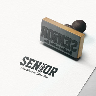 Modern Senior Block Letter   Any Year Graduation Rubber Stamp