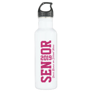 Modern Senior Block Letter Class of 2019 Pink 710 Ml Water Bottle