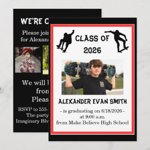 Modern Senior Class Skateboarding Graduation Announcement