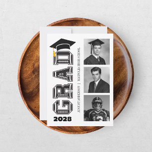 Modern Senior Football Player Photo Graduation Invitation