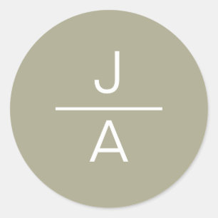 Modern Serenity Gold Monogram Round Sticker