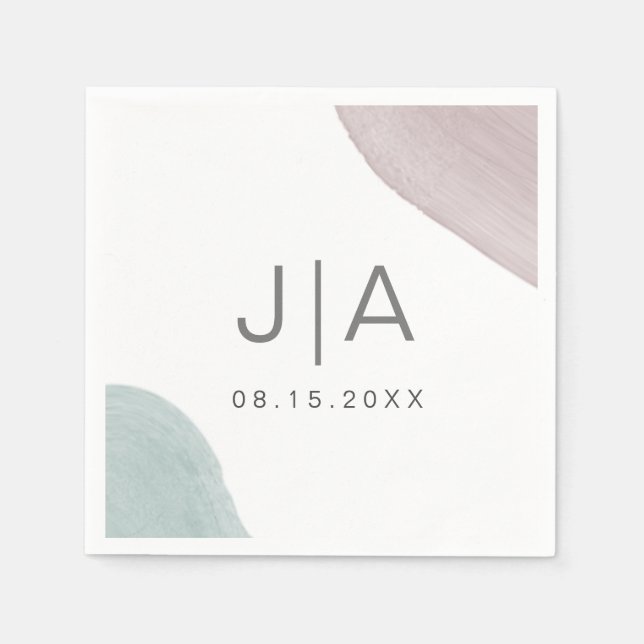 Modern Serenity | Serviette en papier monogramme (Devant)