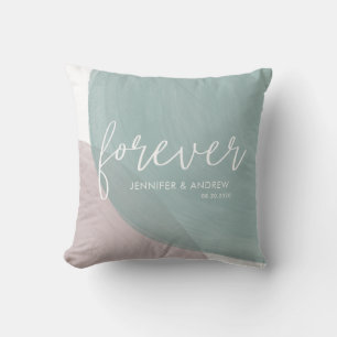 Modern Serenity Wedding Monogram Throw Pillow