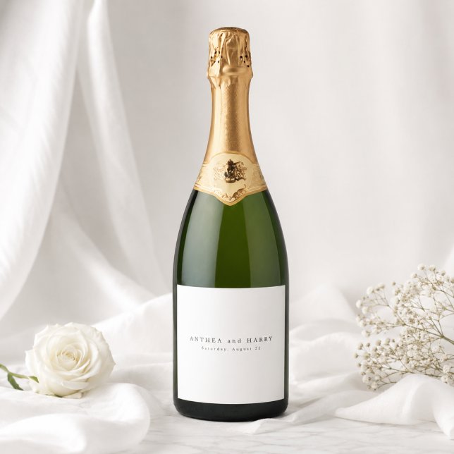 Modern Serif Luxury Wedding Wine Bottle Labels (Creator Uploaded)