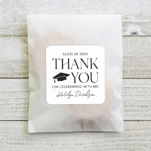 Modern Serif Thank You Class of 2026 Graduation Square Sticker