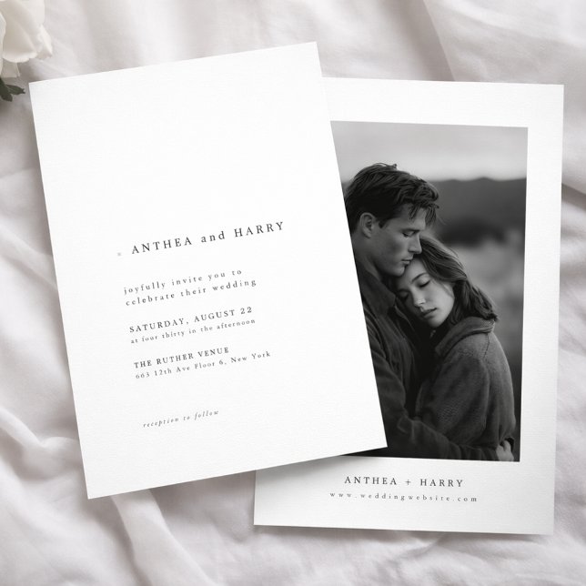 Modern Serif Typography Black and White Wedding Invitation (Creator Uploaded)