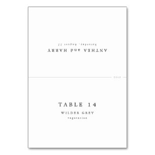 Modern Serif Wedding Place Cards With Meal Choice