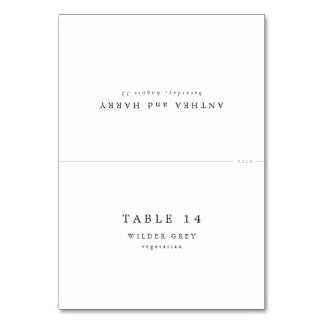 Modern Serif Wedding Place Cards With Meal Choice