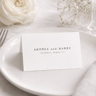 Modern Serif Wedding Place Cards With Meal Choice