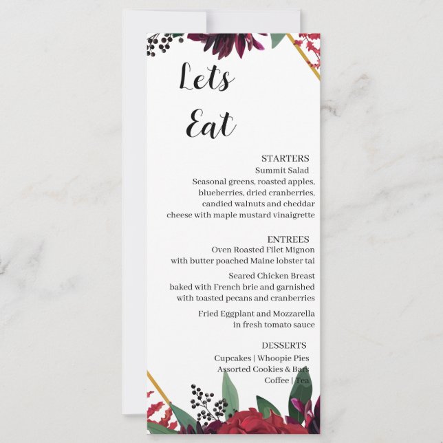 Modern Set 4  Menu card (Front)