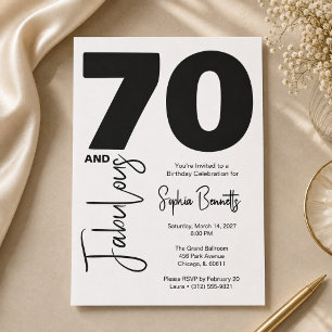 Modern Seventy and Fabulous 70th Birthday Party Invitation