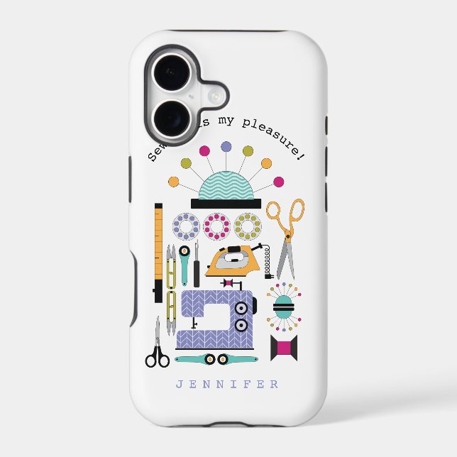 Modern Sewing Supplies and Tools Pattern Case-Mate (Back)