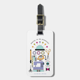 Modern Sewing Supplies and Tools Pattern Luggage Tag